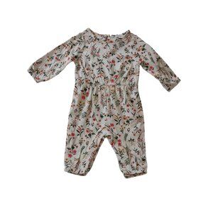 Old Navy Baby Girls Floral Romper | Long-Sleeve 0-3M | Soft Cotton | New